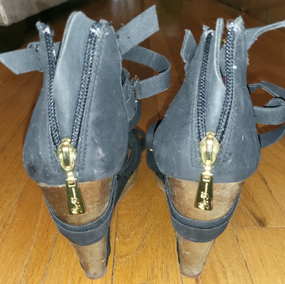 Matt Bernson 'Marion' Black Strappy Vegan Leather Platform Wedges  - Size 8 - Picture 6 of 10